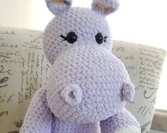 Big Hippo purple stuffed animal hippopotamus stuffie plushie