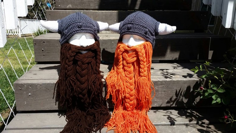 Knitted Viking beard hat detachable beard customizable Etsy