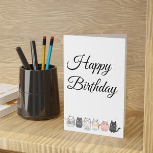 Cat-Themed Birthday Greeting Cards, Cute Cat Cards, Happy Birthday Cards, Cat Lover Gifts, Birthday Cards Set
