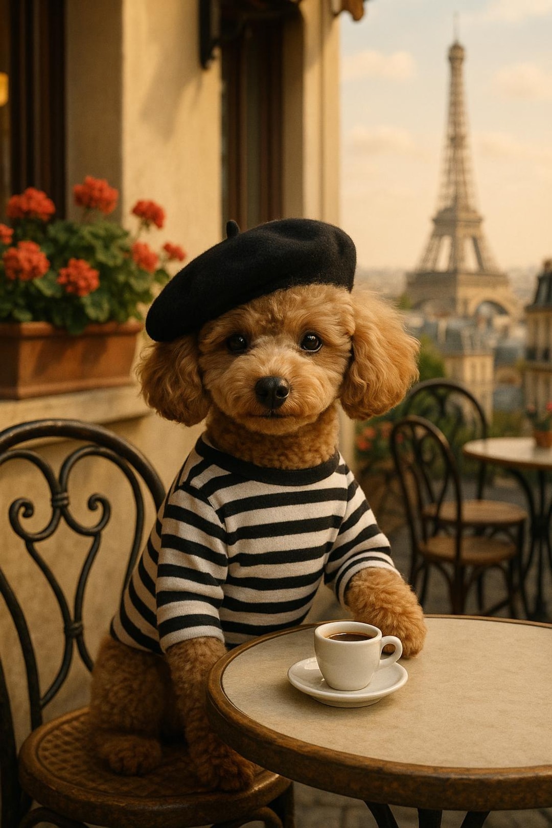 パリのベビープードルアート：携帯電話の壁紙、印刷可能なグリーティングカード（デジタルダウンロード） - Etsy 日本, image size:1080x1620