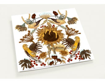 Tarjetas de felicitación con pájaros de jardín otoñales, paquete de diez, ecológicas