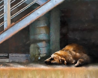 Lámina artística de perro, colgante de pared urbano callejero, estilo industrial