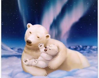 Adorable familia de osos polares, paquete de tarjetas de felicitación, para padres y cuidadores.