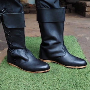 Handmade Medieval Leather Boots: Viking Knight Costume Shoes