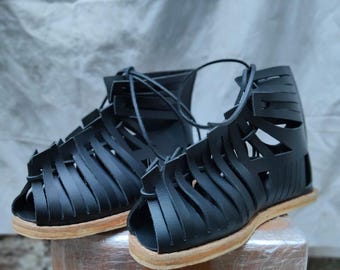 Handmade Leather Gladiator Sandals: Medieval Viking Reenactment Shoes