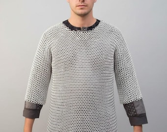 Aluminum Chainmail Shirt - Lightweight Silver Hauberk, LARP Cosplay Armor