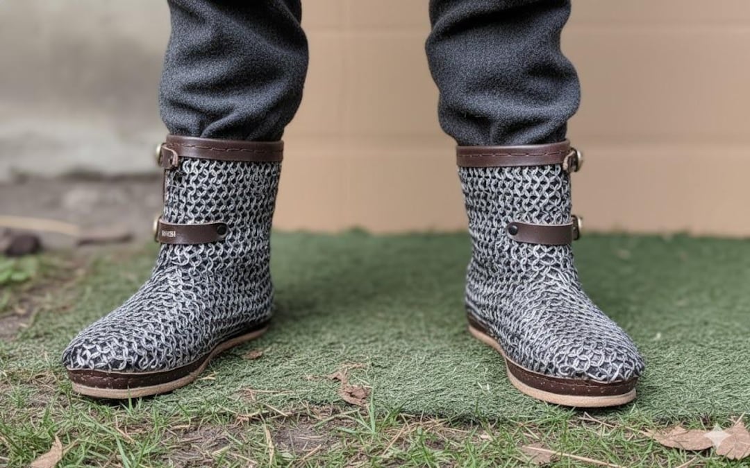 Medieval Chainmail Leather Boots – Handmade Fantasy Footwear for LARP ...