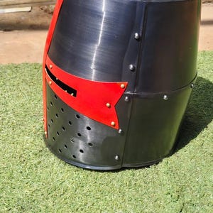 Templar Crusader great helm, handmade steel medieval armor helmet for LARP, cosplay, and reenactment