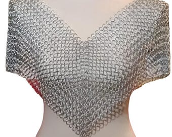 Top corto de malla metálica de aluminio anodizado: estilo halter medieval para cosplay.