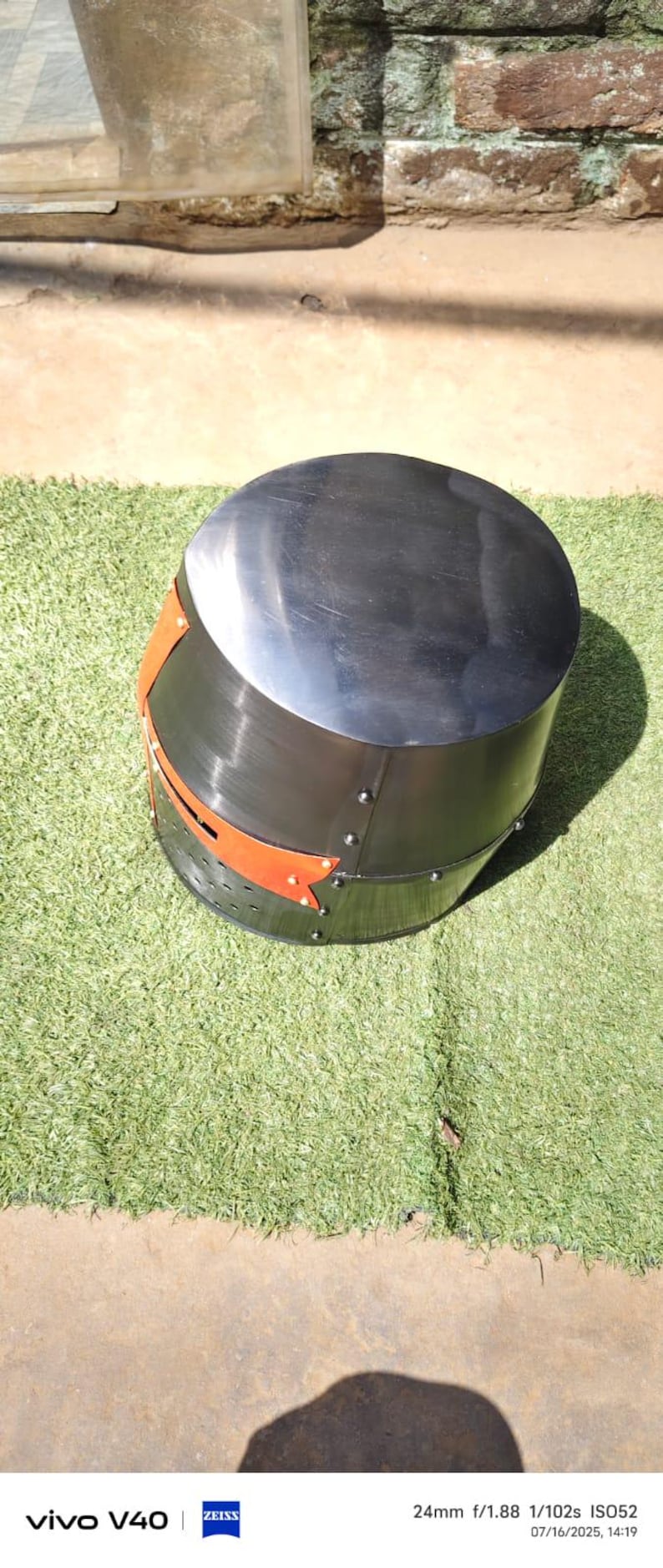 Authentic style Crusader great helm, black steel knight helmet with red cross for medieval display and wear