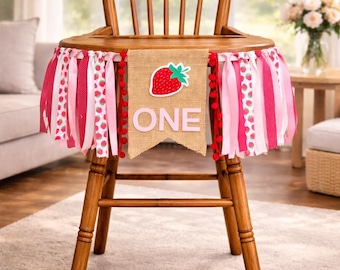 Baner na krzesełko do karmienia "Berry Sweet One", "Berry Sweet Birthday", "Truskawkowe Urodziny", "Dekoracje na "Sweet One", "Banner na rozbijanie tortu"