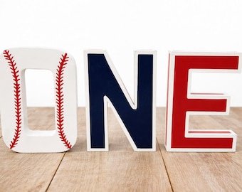 Debiutant Roku, Urodziny Baseballowe, Litery 3D ONE", Dekoracje Urodzinowe Baseballowe, Centralna Ozdoba Stołu, Rekwizyt do Zdjęcia Baseballowego