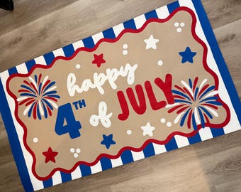 July 4th Banner, Hand Painted Banner, Custom Painted Banner
