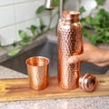 Ayurveda 100% Pure Hammered Copper Bottle 1 Liter Copper Bottle with Handmade Texture: Copper Water Bottle Hand Hammered for Health Benefits product logo