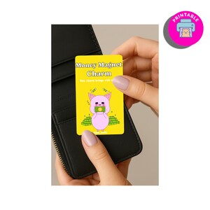 Pig – Money Magnet – Printable 1 PDF File – Gift for Abundance and Wealth – Lucky Card, Charm Card, Talisman Card,Special gift, Hand drawn