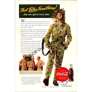 Vintage 1943 Coca-Cola Ad – “That Extra Something!” with Smiling Soldier
