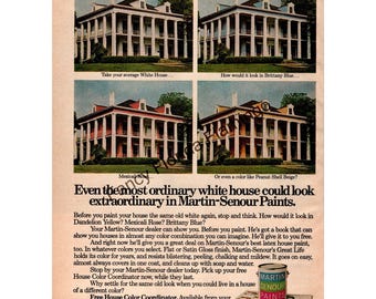 Anuncio impreso vintage de pinturas Martin-Senour de 1977: "Haz que tu casa sea extraordinaria" — Decoración retro para mejorar el hogar