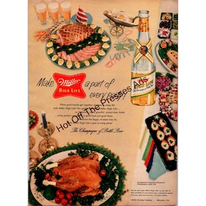 Vintage 1950s Miller High Life Beer Advertisement — “Make Miller a part of every party” — The Champagne of Bottle Beer FC5