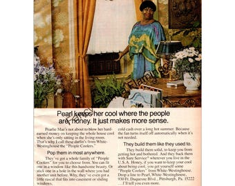 1977 White-Westinghouse airconditioneradvertentie — met Pearl Bailey, 'People Coolers', Vintage Home Cooling