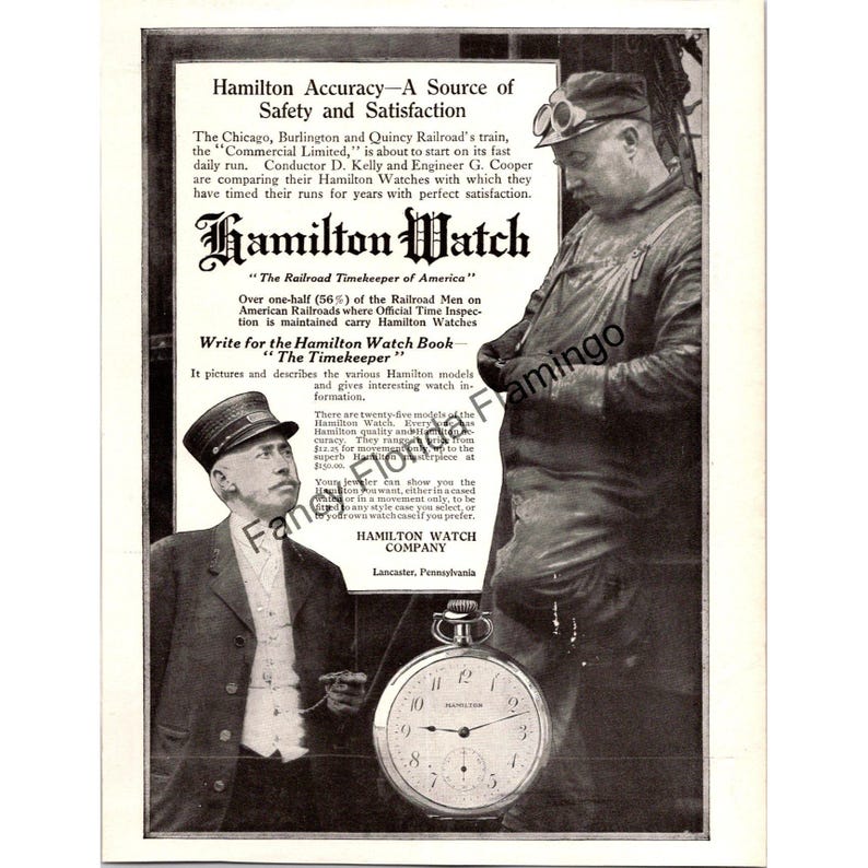 Original 1920s Hamilton Watch Print Ad — “the Railroad Timekeeper of ...