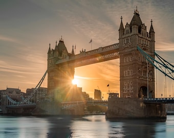 Tower Bridge Sunrise Photography Print: London Landmark Wall Art