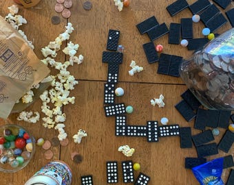 6 piezas de dominó vintage de dragón - Milton Bradley, 1970