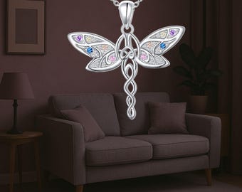 Dragonfly Necklace For Women 925 Sterling Silver Cubic Zirconia Dragonfly Jewelry Adjustable Necklace Chain Necklace