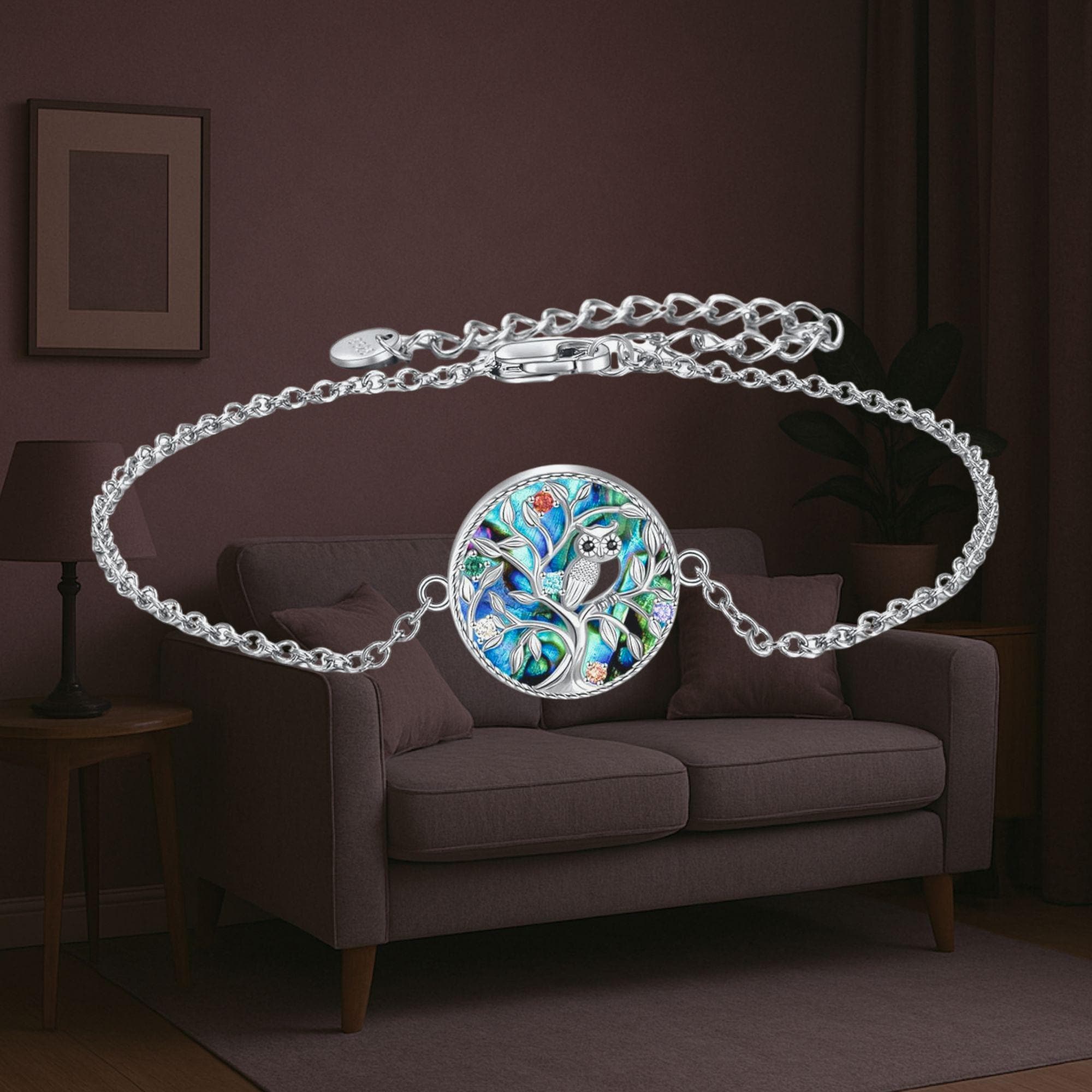 Owl Tree of Life Bracelet 925 Sterling Silver Jewelry Adjustable Bracelet For Women