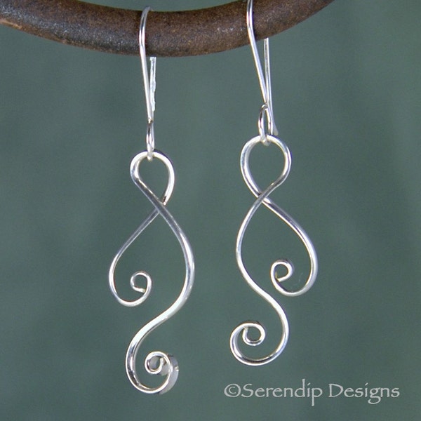 Silver Ketta Double Spiral Earrings, Argentium Sterling Silver Earrings, Shiny Spiral Earrings, Intertwining Spiral Earrings SE11