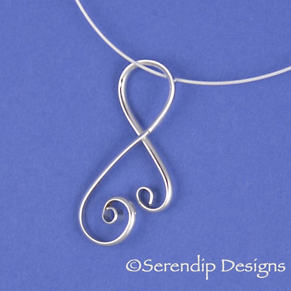 Large Silver Spirally Yvonne Pendant, Argentium Sterling Silver Double Spiral Necklace SN30