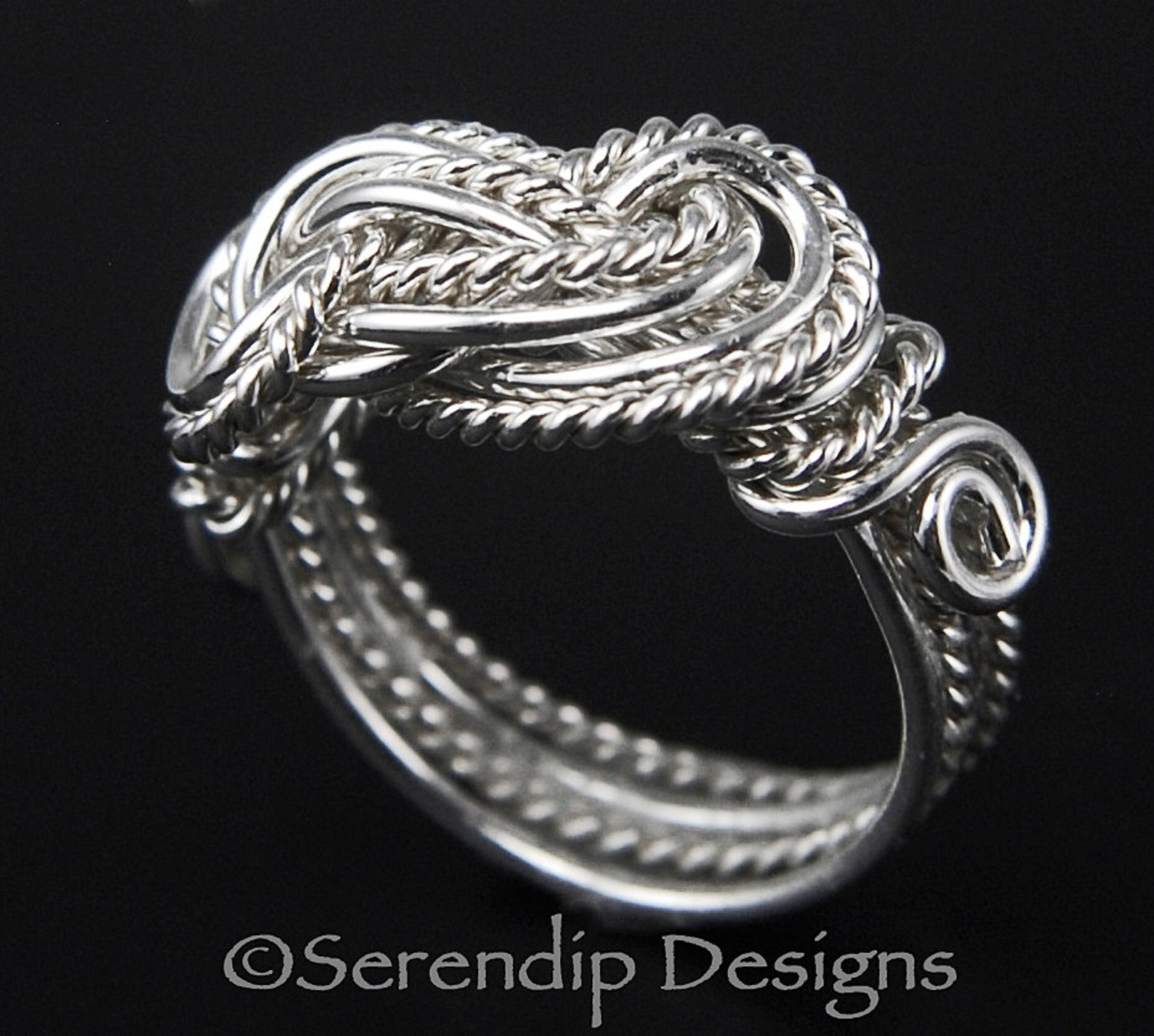 Sterling Silver Double Twisted Knot Ring in Your Size, Fancy Large ...