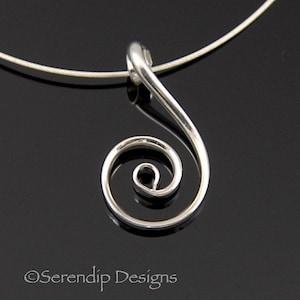 Argentium Silver Fibonacci Spiral Pendant, Shiny Sterling Silver Spiral Necklace, Silver Wave Necklace, Zen Spiral Necklace, SN8 image 1