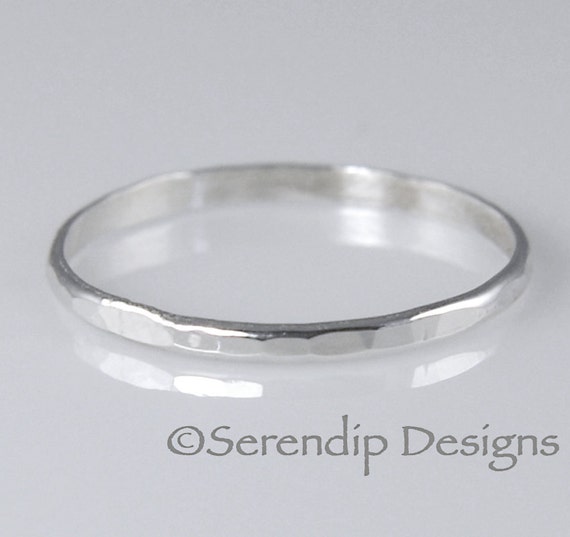 Argentium Sterling Silver Stacking Ring, Hammered Sterling Silver Ring, Rustic Stacking Ring