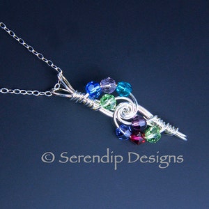 8 Birthstone Mothers Pendant, Argentium Sterling Silver Eight Birthstones Grandmothers Pendant, Crystal Custom Necklace