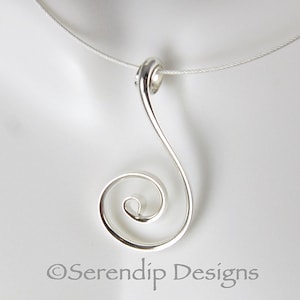 Argentium Silver Fibonacci Spiral Pendant, Shiny Sterling Silver Spiral Necklace, Silver Wave Necklace, Zen Spiral Necklace, SN8 image 3