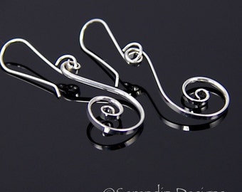 Argentium Silver Spiral Earrings, Shiny Sterling Silver Spirals, Larger Spiral Earrings SE8