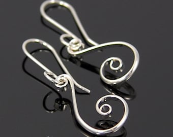 Small Silver Fibonacci Spiral Earrings, Petite Argentium Sterling Silver Spiral Earrings, Small Kiki Earrings  SE7