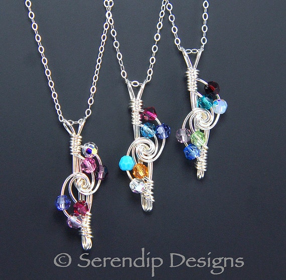Sterling Silver Crystal Birthstone Engraved Mother's Family Pendant Sterling Silver Crystal Birthstone Engraved Mother's Family Pendant