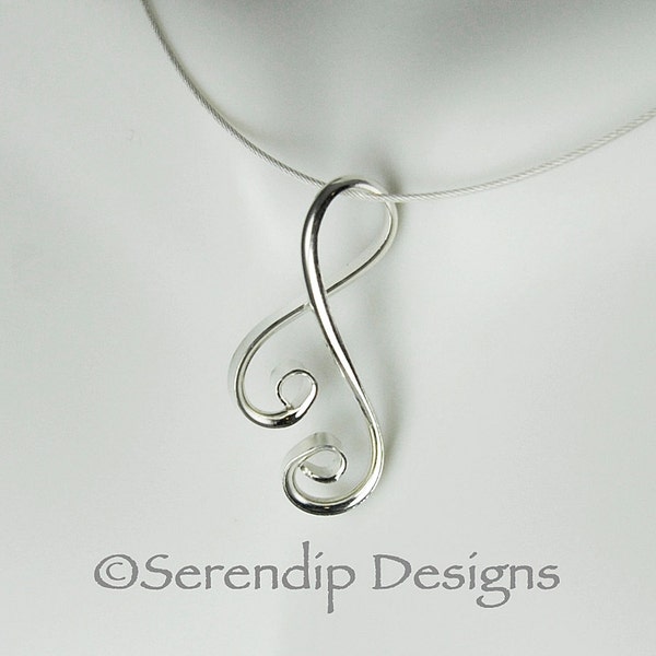 Silver Spirally Yvonne Pendant, Argentium Sterling Silver Double Spiral Necklace SN29