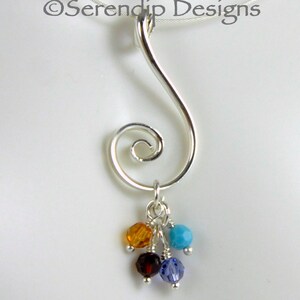 Silver Spiral Mothers Pendant With Four Swarovski Crystal Birthstone ...