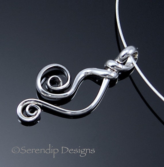 Double Spiral Silver Pendant, Argentium Sterling Silver Necklace, Handmade Silver Spiral Tela Necklace SN2