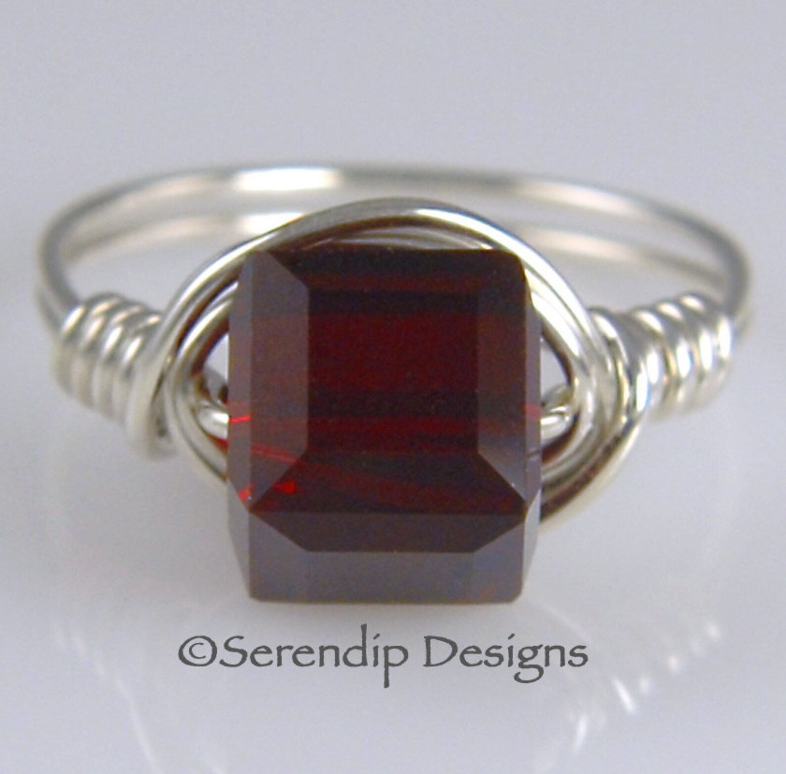 January Birthstone Ring Argentium Silver Garnet Swarovski | Etsy