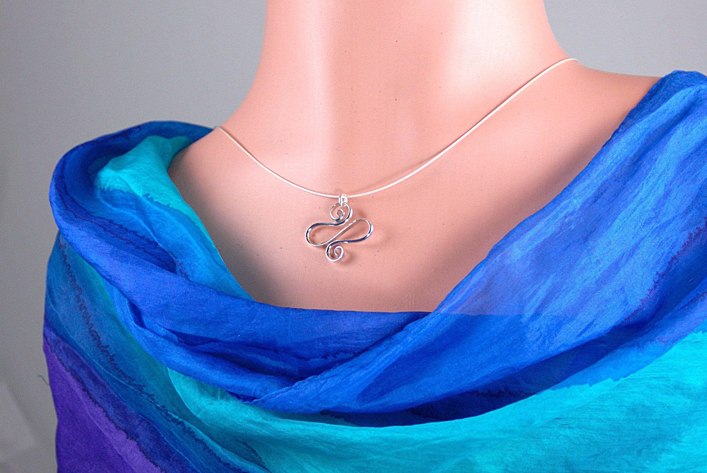 Silver Wavy Tina Pendant Shiny Argentium Spiral Necklace Etsy