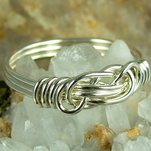 Sterlingzilveren knoopring, Keltische knoopring, Lovers Knot-ring in jouw maat, aangepaste knoopring, glanzende zilveren knoopring