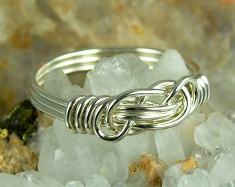 Sterling Silver Knot Ring, Celtic Knot Ring, Lovers Knot Ring in Your Size, Custom Knot Ring, Shiny Silver Knot Ring