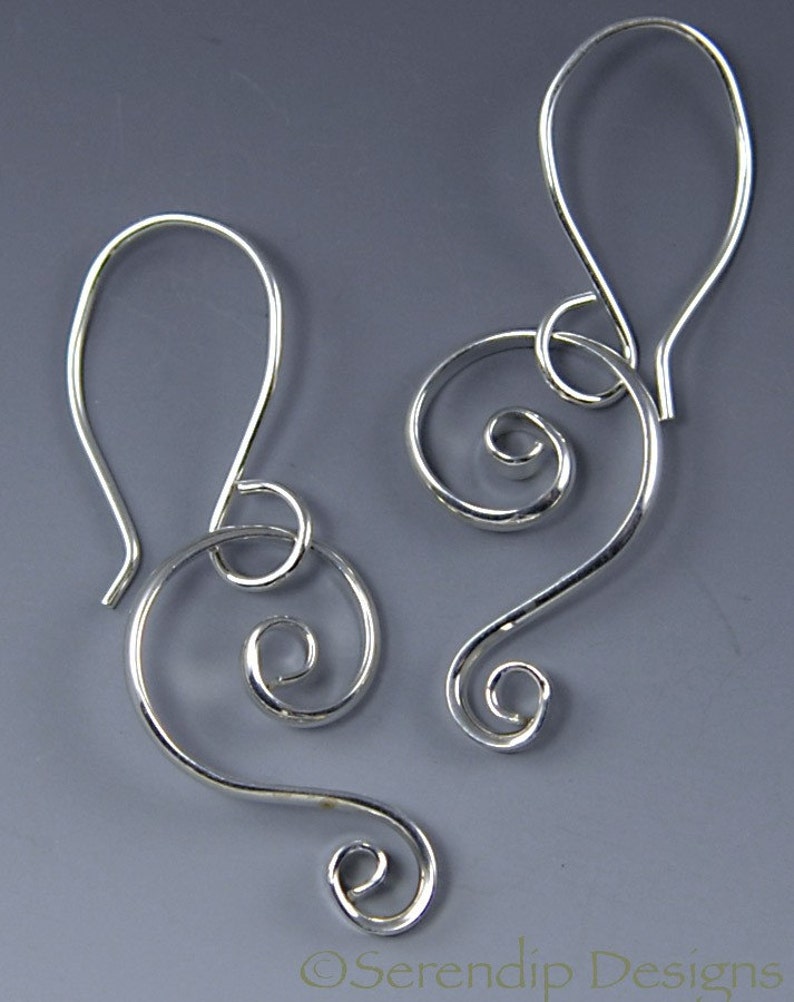 Small Silver Spiral Earrings Double Spirals Nicole Earrings | Etsy