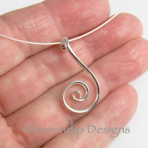 Argentium Silver Fibonacci Spiral Pendant, Shiny Sterling Silver Spiral Necklace, Silver Wave Necklace, Zen Spiral Necklace, SN8 image 4