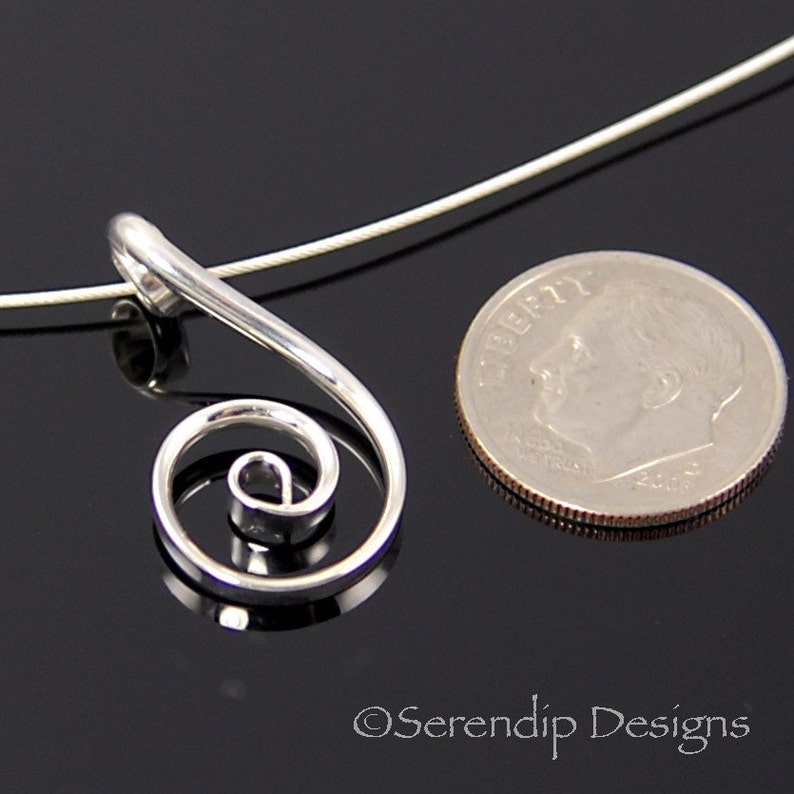 Argentium Silver Fibonacci Spiral Pendant, Shiny Sterling Silver Spiral Necklace, Silver Wave Necklace, Zen Spiral Necklace, SN8 image 2