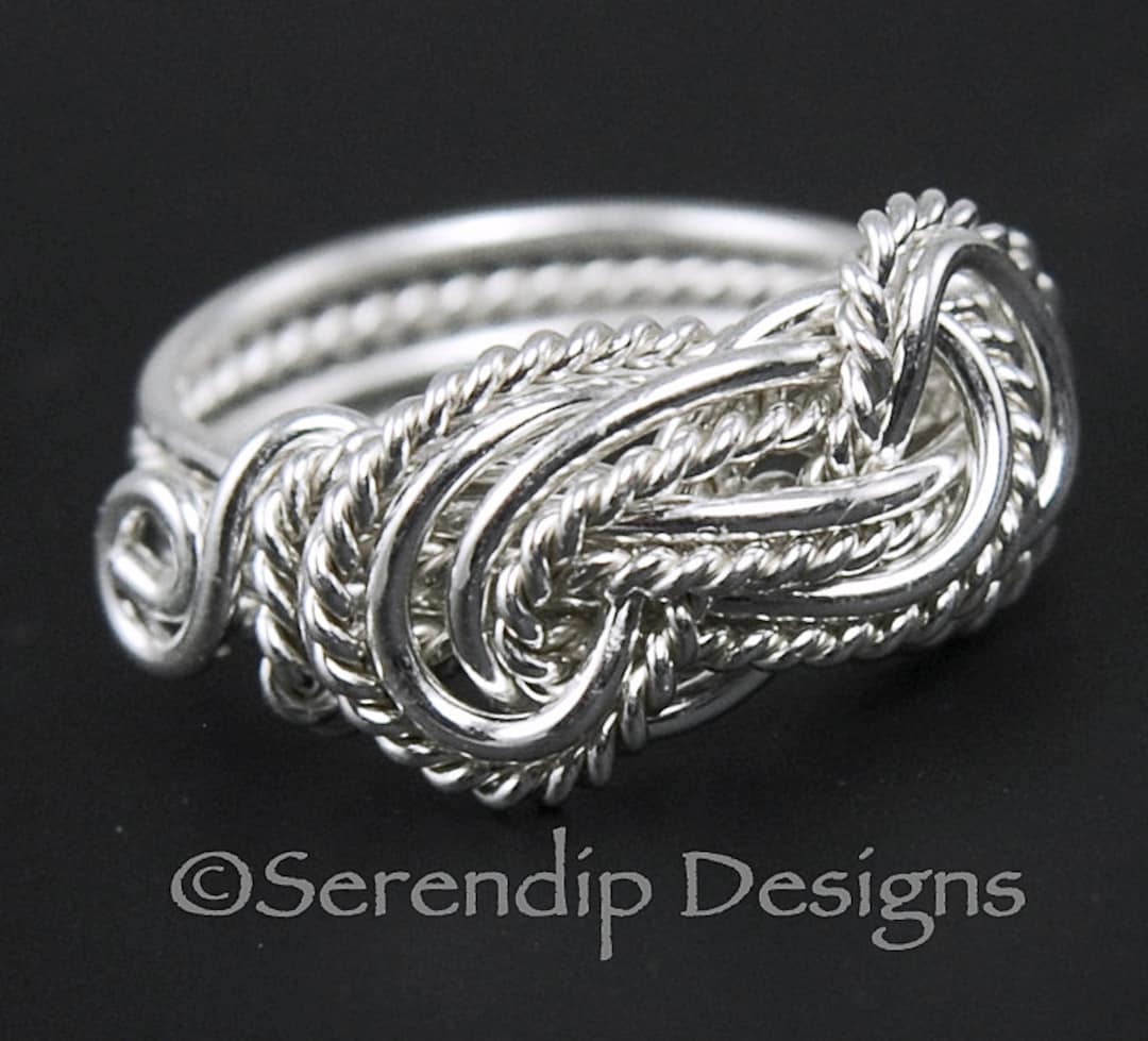 Sterling Silver Double Twisted Knot Ring in Your Size, Fancy Large