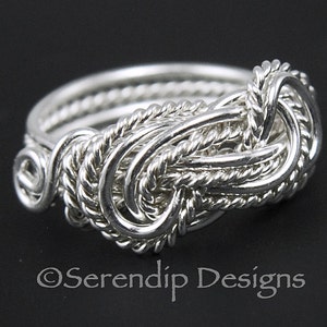 Sterling Silver Double Twisted Knot Ring in Your Size, Fancy Large Lovers Knot Ring